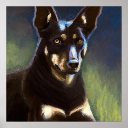 Australische Kelpie - Dog Portrait Poster (Voorkant)