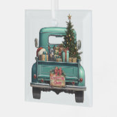 Australische Kelpie Dog Retro Truck Kerstmis Glas Ornament (Voorkant links)