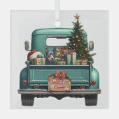 Australische Kelpie Dog Retro Truck Kerstmis Glas Ornament (Voorkant)