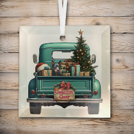 Australische Kelpie Dog Retro Truck Kerstmis Glas Ornament