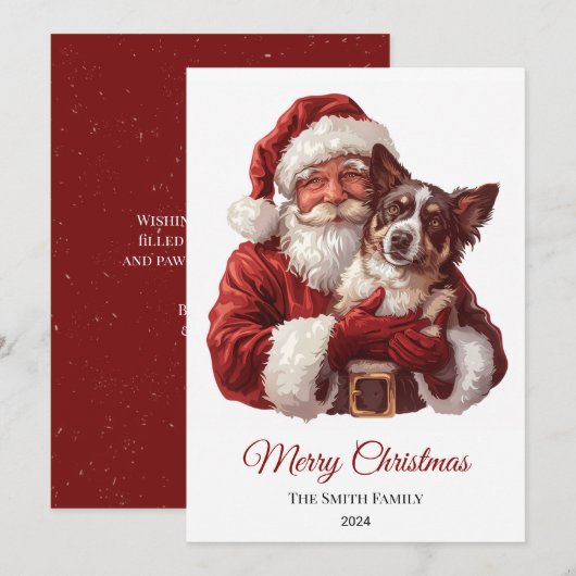 Australische Kelpie Dog Santa Claus Kerstmis Feestdagenkaart (Voorkant / Achterkant)