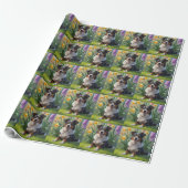 Australische Kelpie Dog Spring Bloemen Schilderen Cadeaupapier (Uitgerold)