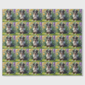 Australische Kelpie Dog Spring Bloemen Schilderen Cadeaupapier (Vlak)
