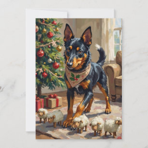 Australische Kelpie-herders Kerstmis Kunst Feestdagenkaart