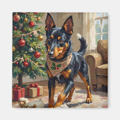 Australische Kelpie Herding Kerst Kunst Magneet (Voorkant)