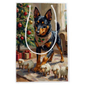 Australische Kelpie Herding Kerst Kunst Medium Cadeauzakje (Voorkant)