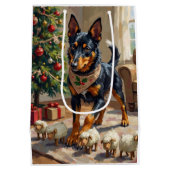 Australische Kelpie Herding Kerst Kunst Medium Cadeauzakje (Achterkant)