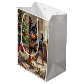 Australische Kelpie Herding Kerst Kunst Medium Cadeauzakje (Achterkant Gekanteld)