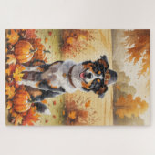 Australische Kelpie Herfstbladeren Thanksgiving Ku Legpuzzel (Horizontaal)