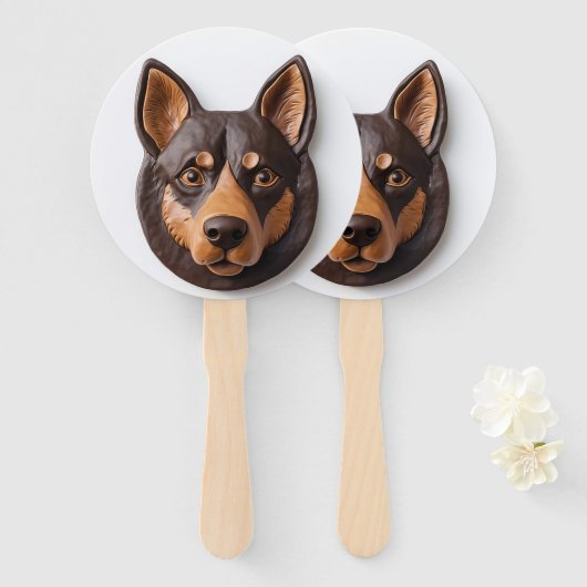 Australische Kelpie Hond 3D Geïnspireerd Handwaaier (Voorkant en achterkant)