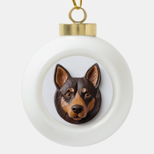 Australische Kelpie hond 3D geïnspireerd Keramische Bal Ornament (Voorkant)