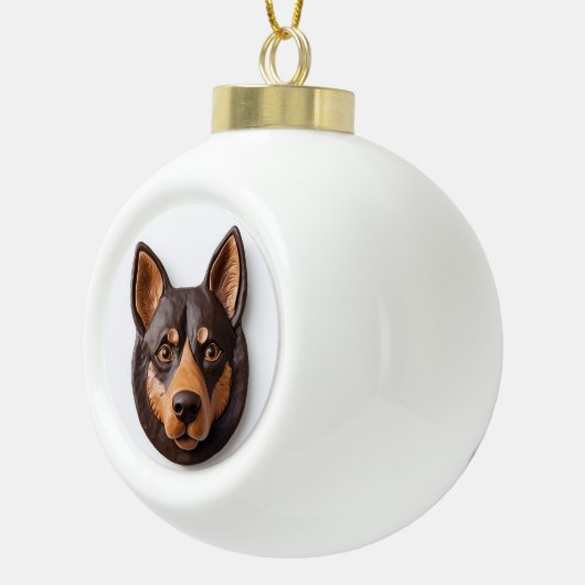 Australische Kelpie hond 3D geïnspireerd Keramische Bal Ornament (Rechts)