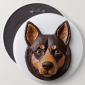 Australische Kelpie hond 3D geïnspireerd Ronde Button 6,0 Cm (Voorkant /achterkant)