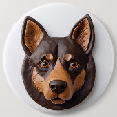 Australische Kelpie hond 3D geïnspireerd Ronde Button 6,0 Cm (Voorkant)