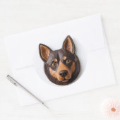 Australische Kelpie hond 3D geïnspireerd Ronde Sticker (Envelop)