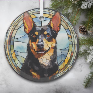 Australische Kelpie hond gekleurd Glas Ornament