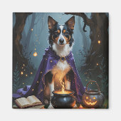 Australische Kelpie hond grillig Halloween schilde Magneet (Voorkant)
