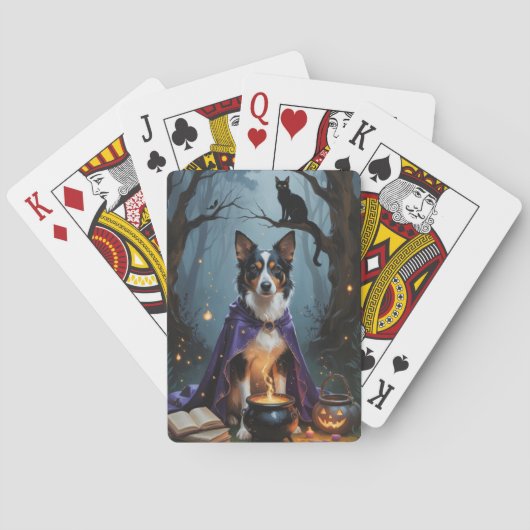 Australische Kelpie hond grillig Halloween schilde Pokerkaarten (Achterkant)