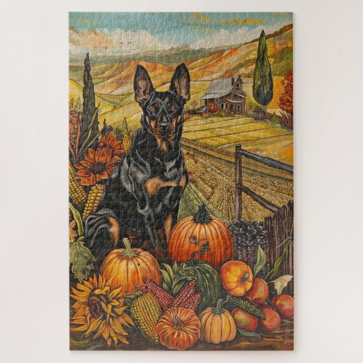 Australische Kelpie-hond Herfst Oogst Dankdag Legpuzzel (Verticaal)