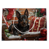 Australische Kelpie Hond Kerst Feestelijk Groot Cadeauzakje (Voorkant)