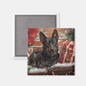 Australische Kelpie Hond Kerst Feestelijk Magneet (Voorkant / Achterkant)