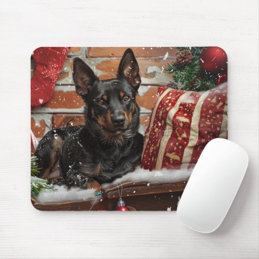 Australische Kelpie Hond Kerst Feestelijk Muismat (Met muis)
