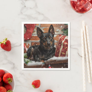 Australische Kelpie Hond Kerst Feestelijk Servet
