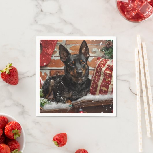 Australische Kelpie Hond Kerst Feestelijk Servet (Insitu)