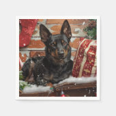 Australische Kelpie Hond Kerst Feestelijk Servet (Voorkant)