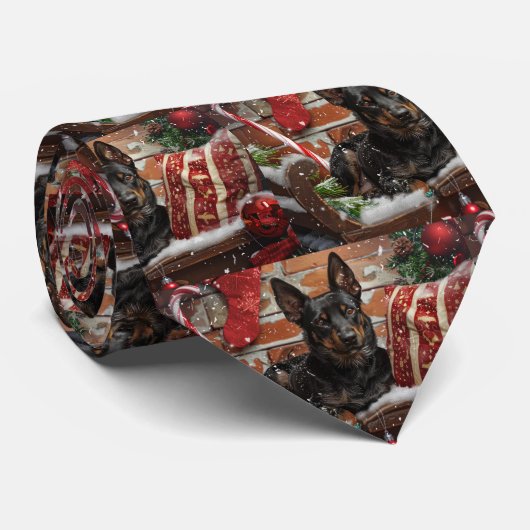 Australische Kelpie Hond Kerst Feestelijk Stropdas (Opgerold)