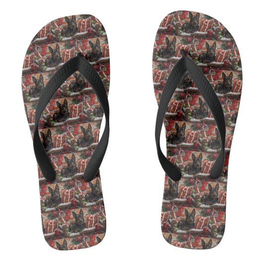 Australische Kelpie Hond Kerst Feestelijk Teenslippers (Voetbed)