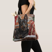 Australische Kelpie Hond Kerst Feestelijk Tote Bag (Dichtbij)