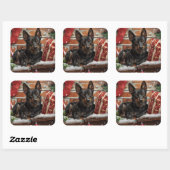 Australische Kelpie Hond Kerst Feestelijk Vierkante Sticker (Vel)