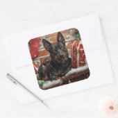Australische Kelpie Hond Kerst Feestelijk Vierkante Sticker (Envelop)