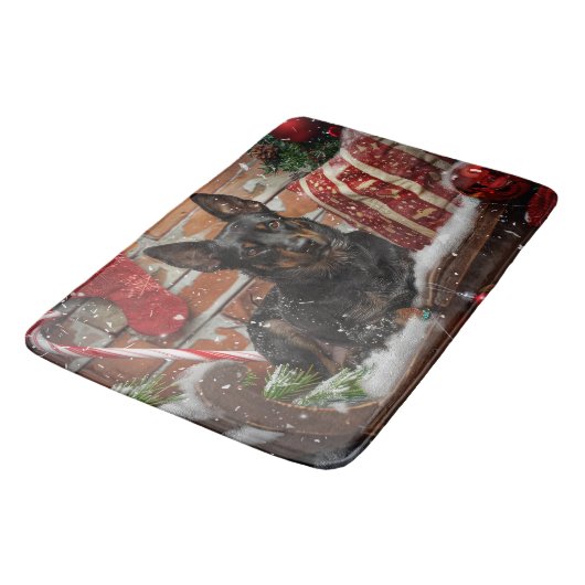 Australische Kelpie Hond Kerstfeest Badmat (Gekanteld)