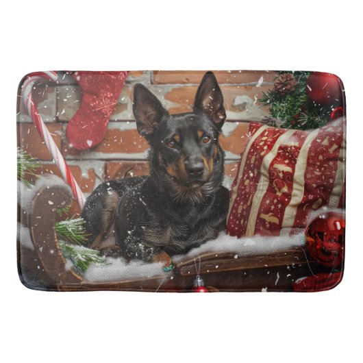Australische Kelpie Hond Kerstfeest Badmat (Voorkant)