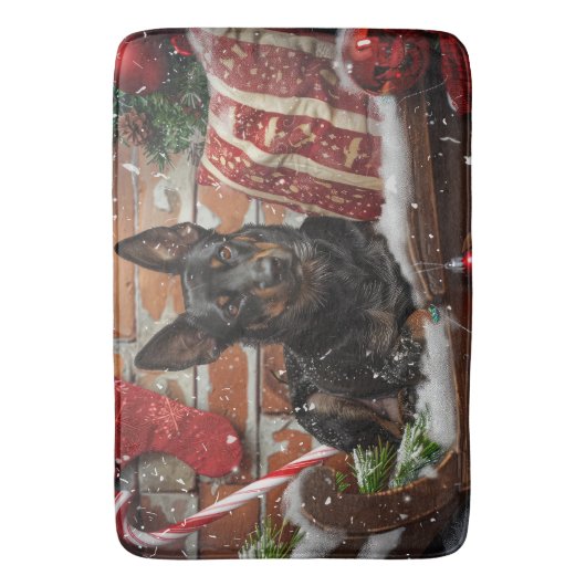 Australische Kelpie Hond Kerstfeest Badmat (Voorkant Verticaal)