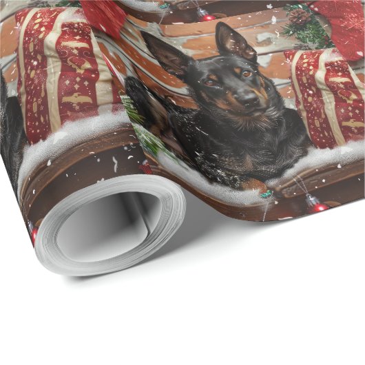 Australische Kelpie Hond Kerstfeest Cadeaupapier (Rol Hoek)