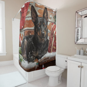 Australische Kelpie Hond Kerstfeest Douchegordijn
