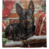 Australische Kelpie Hond Kerstfeest Douchegordijn (Voorkant)