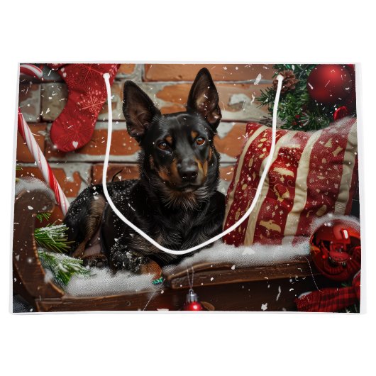 Australische Kelpie Hond Kerstfeest Groot Cadeauzakje (Voorkant)