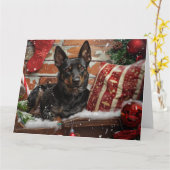 Australische Kelpie Hond Kerstfeest Kaart (Gele Bloem)