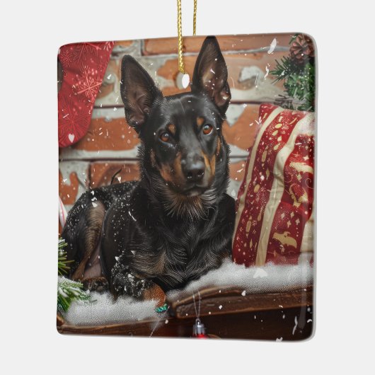 Australische Kelpie Hond Kerstfeest Keramisch Ornament (Links)