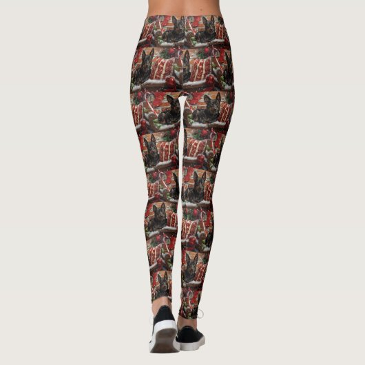 Australische Kelpie Hond Kerstfeest Leggings (Achterkant)