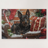 Australische Kelpie Hond Kerstfeest Legpuzzel (Horizontaal)