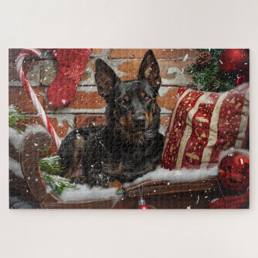 Australische Kelpie Hond Kerstfeest Legpuzzel (Horizontaal)
