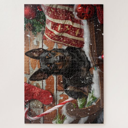 Australische Kelpie Hond Kerstfeest Legpuzzel (Verticaal)