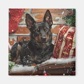 Australische Kelpie Hond Kerstfeest Magneet (Voorkant)