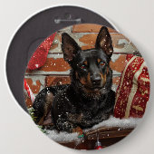 Australische Kelpie Hond Kerstfeest Ronde Button 6,0 Cm (Voorkant /achterkant)