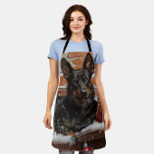 Australische Kelpie Hond Kerstfeest Schort (Gedragen)